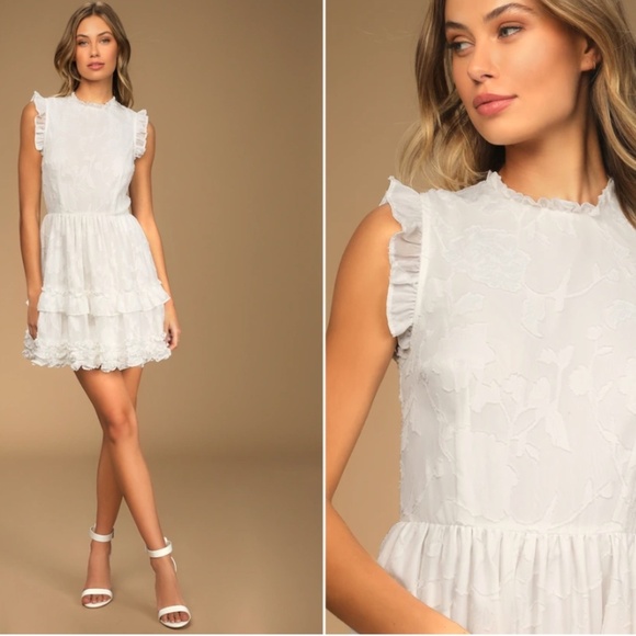 LULU's Bridal Shower Reception Engagement Romantic Sexy Floral Mini Dress - Picture 1 of 4